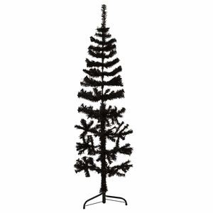 vidaXL Meia árvore de Natal fina com suporte 150 cm preto