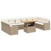vidaXL 11 pcs conjunto sof&aacute;s de jardim c/ almofad&otilde;es vime PE bege