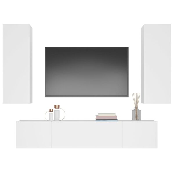 vidaXL Conjunto móveis de TV 4 pcs madeira processada branco