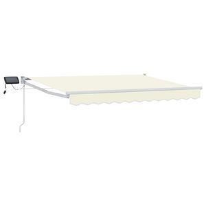 vidaXL Toldo retr&aacute;til manual com LEDs Creme e Branco 3,5 x 2 m