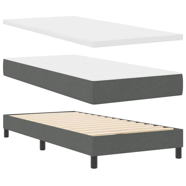 vidaXL Cama Box com colch&atilde;o Cinza Escuro 190 x 90 cm Poli&eacute;ster
