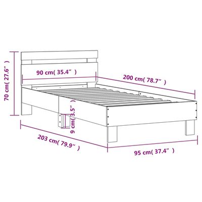 vidaXL Estrutura cama c/ cabeceira derivados madeira carvalho castanho