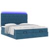 vidaXL Cama otomana com colch&otilde;es/LEDs 200x200 cm veludo azul-escuro