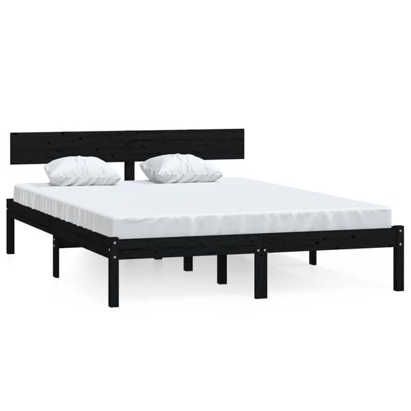 vidaXL Estrutura de cama 120x200 cm pinho maci&ccedil;o preto