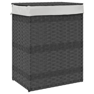 vidaXL Cesto para roupa suja com tampa 46x33x60 cm vime PE cinzento