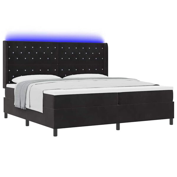 vidaXL Cama Box com colch&atilde;o com cabeceira Preto 200 x 200 cm Veludo