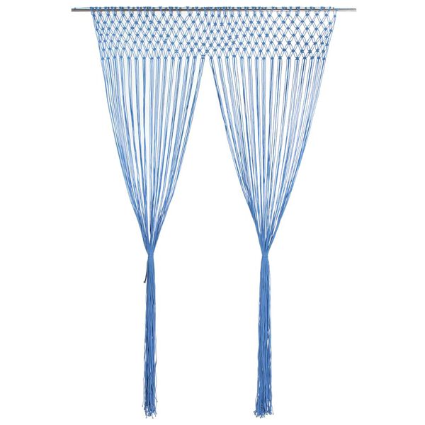 vidaXL Cortina macramé 140x240 cm algodão azul