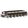 vidaXL 17 pcs conjunto jantar p/ jardim c/ almofad&otilde;es vime PE castanho