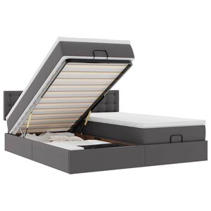 vidaXL Cama otomana com colch&otilde;es & LEDs 180x200 cm couro artificial