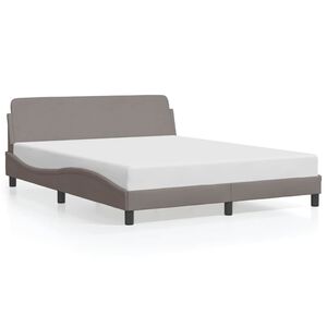 vidaXL Estrutura de cama Dover 160x200 cm tecido castanho-acinzentado