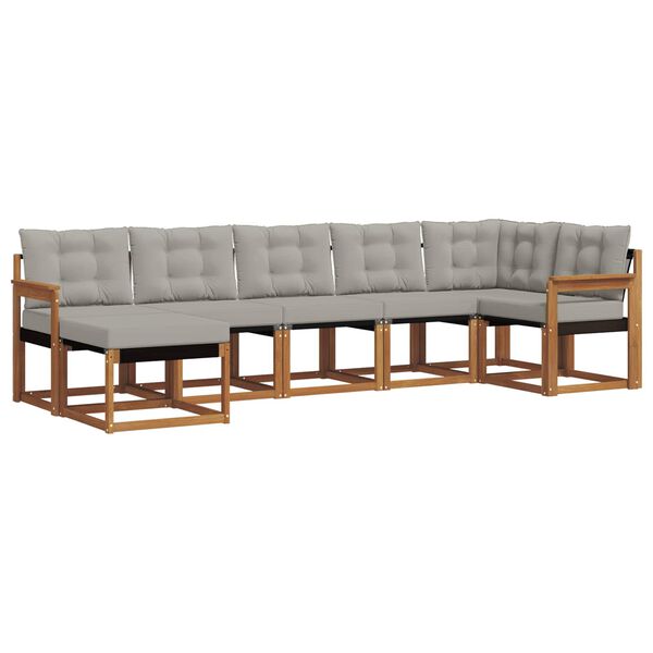 vidaXL Conjunto de Sof&aacute;s para Exterior 7 pcs Cinza Natural e Claro