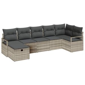 vidaXL Conjunto de Sof&aacute;s 7 unid. 7-N&uacute;mero de lugares Cinzento-claro