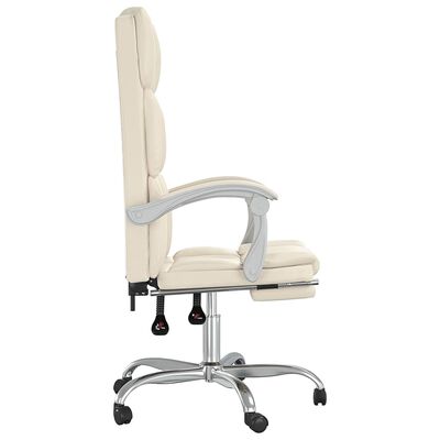 vidaXL Cadeira de escritório reclinável couro artificial cor creme