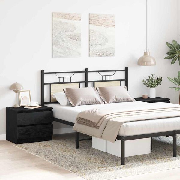 vidaXL Arm&aacute;rio de Cabeceira 2 pcs Carvalho Preto 50 x 40 x 43,5 cm