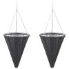 vidaXL Cestos de flores suspensos 2 pcs vime PE preto