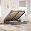 vidaXL Estrutura de cama otomana com colch&atilde;o tecido cinzento 140x190cm