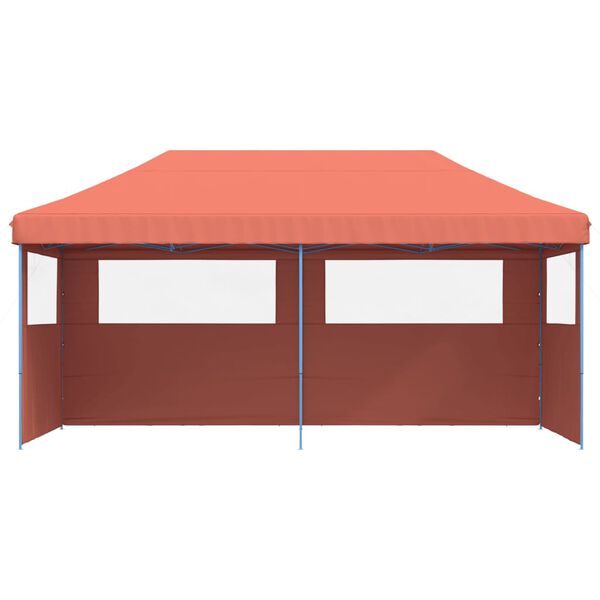 vidaXL Tenda p/ festas pop-up dobr&aacute;vel 3 paredes laterais terracotta