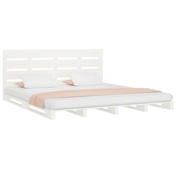 vidaXL Cama sem colch&atilde;o 140x190 cm madeira de pinho maci&ccedil;a branco