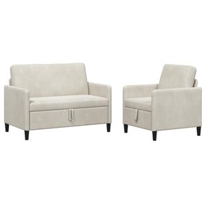 vidaXL Conjunto de Sof&aacute; com Armazenamento 2 unid. Creme Poli&eacute;ster