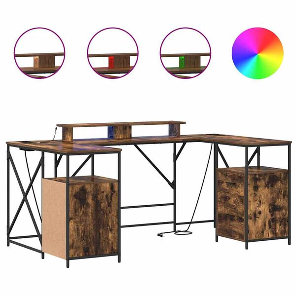 vidaXL Mesa Carvalho Defumado 182 x 101 x 87,5 cm Madeira processada