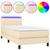vidaXL Cama box spring c/ colch&atilde;o e LED 80x200 cm tecido cor creme