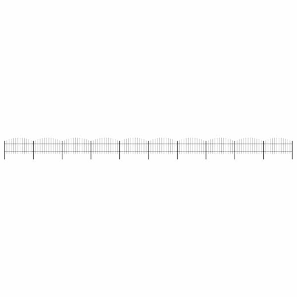 vidaXL Cerca de jardim com topo em forma de lan&ccedil;a em a&ccedil;o 1781,5x125 cm, preta