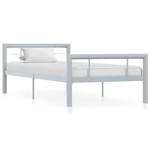 vidaXL Estrutura de cama 100x200 cm metal cinzento e branco