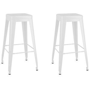vidaXL Bancos de bar empilh&aacute;veis 2 pcs metal branco