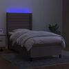 vidaXL Cama box spring + colch&atilde;o/LED 90x200cm tecido cinza-acastanhado