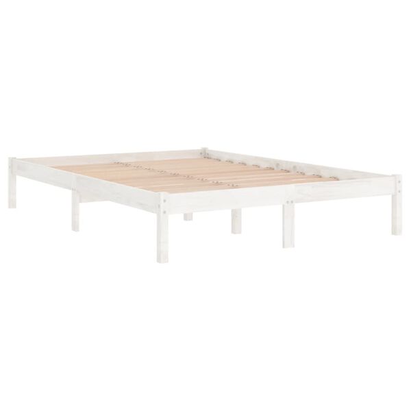vidaXL Estrutura de cama 200x200 cm pinho maci&ccedil;o branco