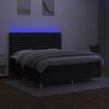vidaXL Cama box spring c/ colch&atilde;o e LED 160x200 cm tecido preto