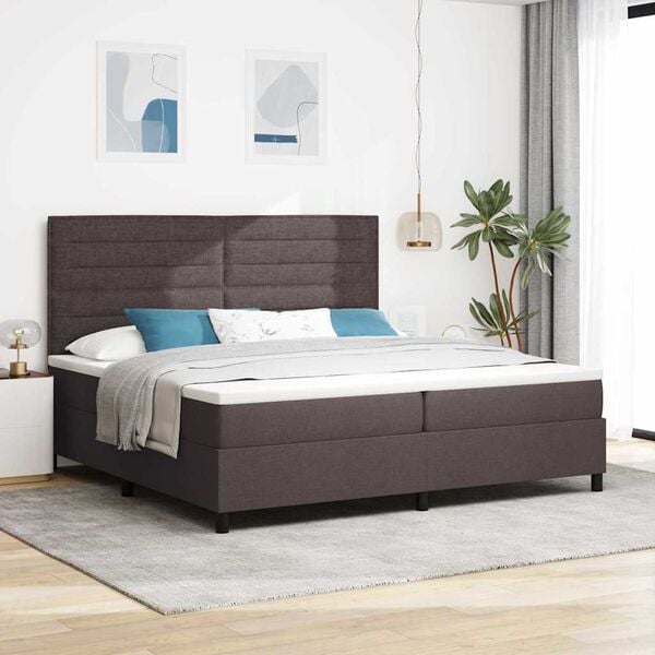 vidaXL Cama Box com colch&atilde;o Marrom Escuro 200 x 200 cm tecido
