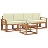 vidaXL Conjunto de Sof&aacute;s para Exterior 5 pcs Natural e Creme