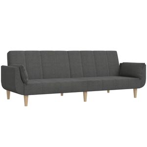vidaXL Sof&aacute;-cama 2 lugares com duas almofadas tecido cinzento-escuro