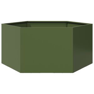 vidaXL Vaso/floreira de jardim hexagonal 104x90x45 cm a&ccedil;o verde