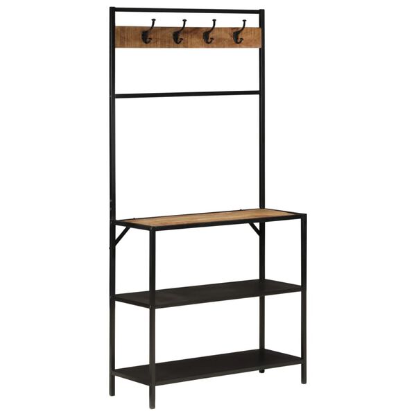 vidaXL Bengaleiro 90x35x180 cm madeira de mangueira maciça e ferro