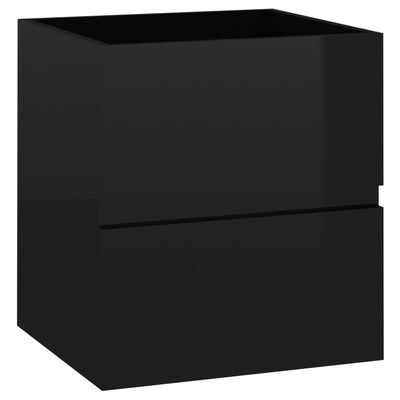 vidaXL Armário lavatório + lavatório embutido contrap. preto brilhante