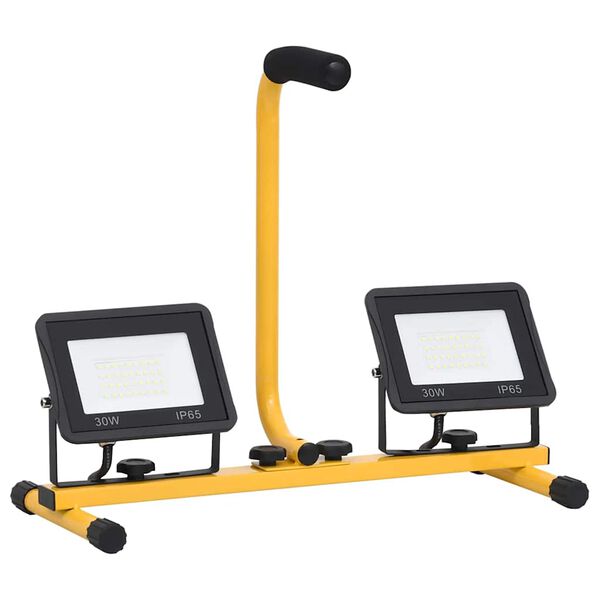 vidaXL Projetor c/ iluminação LED e pega 2x30 W branco quente