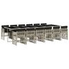vidaXL 13 pcs conj. jantar jardim c/ almofad&otilde;es vime PE cinzento-claro