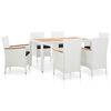 vidaXL 7 pcs conjunto de jantar para exterior vime PE branco
