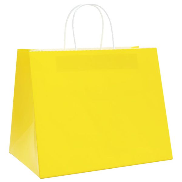 vidaXL Sacos de papel 50 unid com al&ccedil;as amarelo 32x22x24 cm