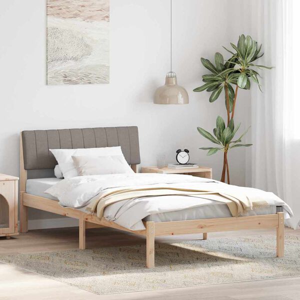 vidaXL Estrutura da cama com cabeceira Marrom e taupe 100 x 200 cm