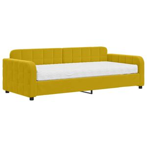 vidaXL Sof&aacute;-cama com colch&atilde;o 90x200 cm veludo amarelo