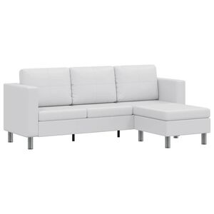vidaXL Sof&aacute; secional de 3 lugares couro artificial branco