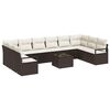 vidaXL Conjunto de Sof&aacute; de Jardim 11 unid. Marrom e Creme vime PE