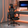 vidaXL Cadeira gaming massagem c/ apoio p&eacute;s couro artif. preto/laranja