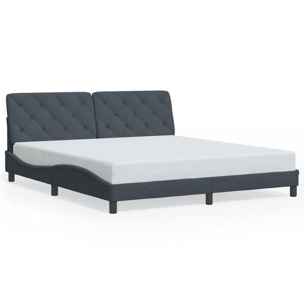 vidaXL Estrutura de cama sem colch&atilde;o 200x200 cm veludo cinzento-escuro