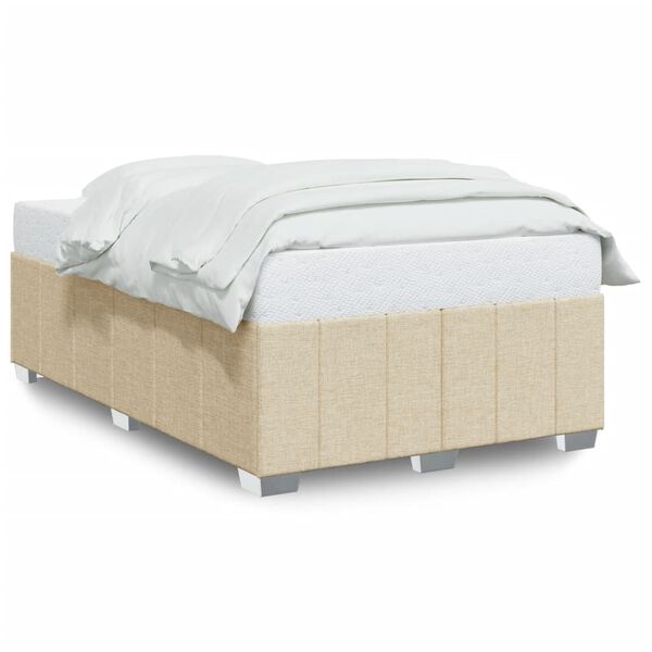 vidaXL Estrutura de cama sem colch&atilde;o 120x200 cm tecido cor creme