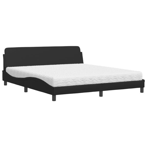 vidaXL Cama com colch&atilde;o Dover 180x200 cm couro artificial preto