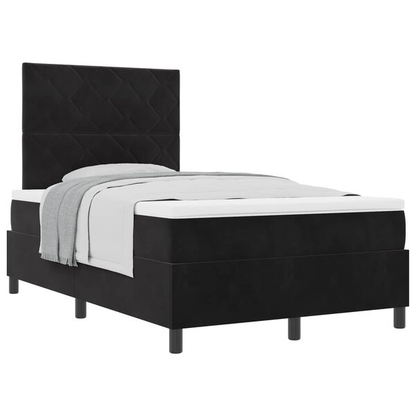 vidaXL Cama Box com colch&atilde;o com cabeceira Preto 120 x 200 cm tecido
